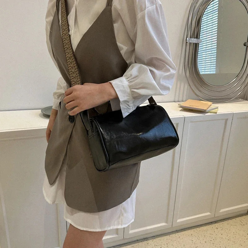 Vintage PU Leather  Women Small Handbag and Purse Fashion Designer Crossbody Bag Female Casual Travel Pillow Shoulder Bag Your Shop Mania