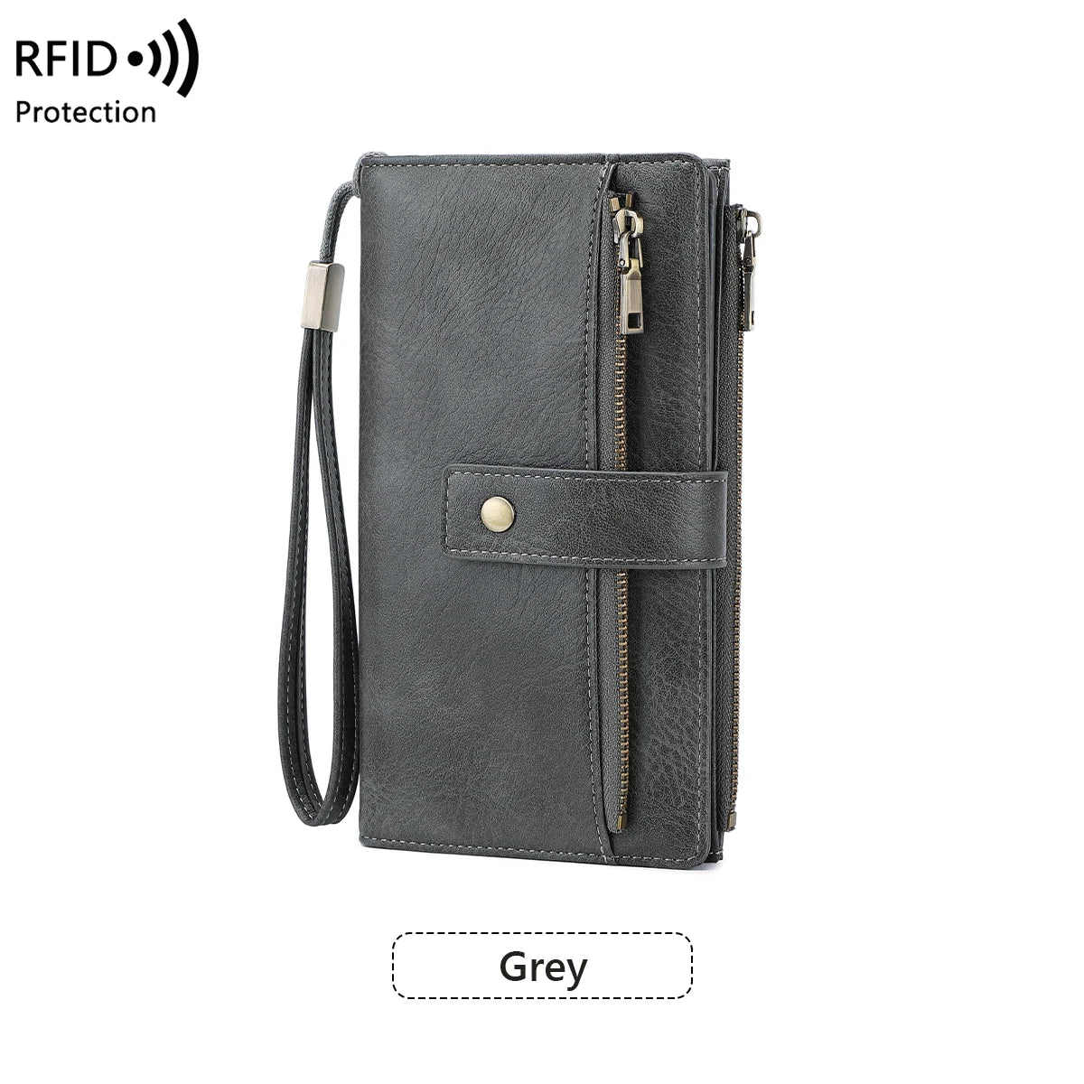 Vintage Style RFID Blocking Wallet Three-Fold Long Clutch Purse Multi-Card Slots for Daily Commute Business Casual Your Shop Mania