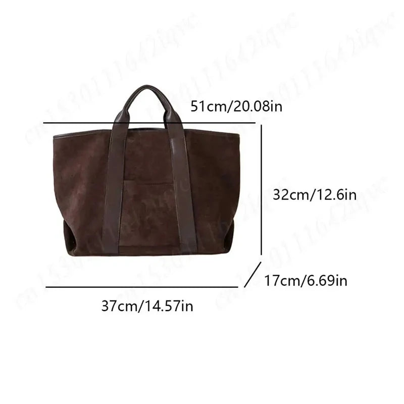 Vintage Suede Large Capacity Handbag Simple All-match Fashion Tote Bags Design Casual Top Handle Shoulder Bag For Women Your Shop Mania