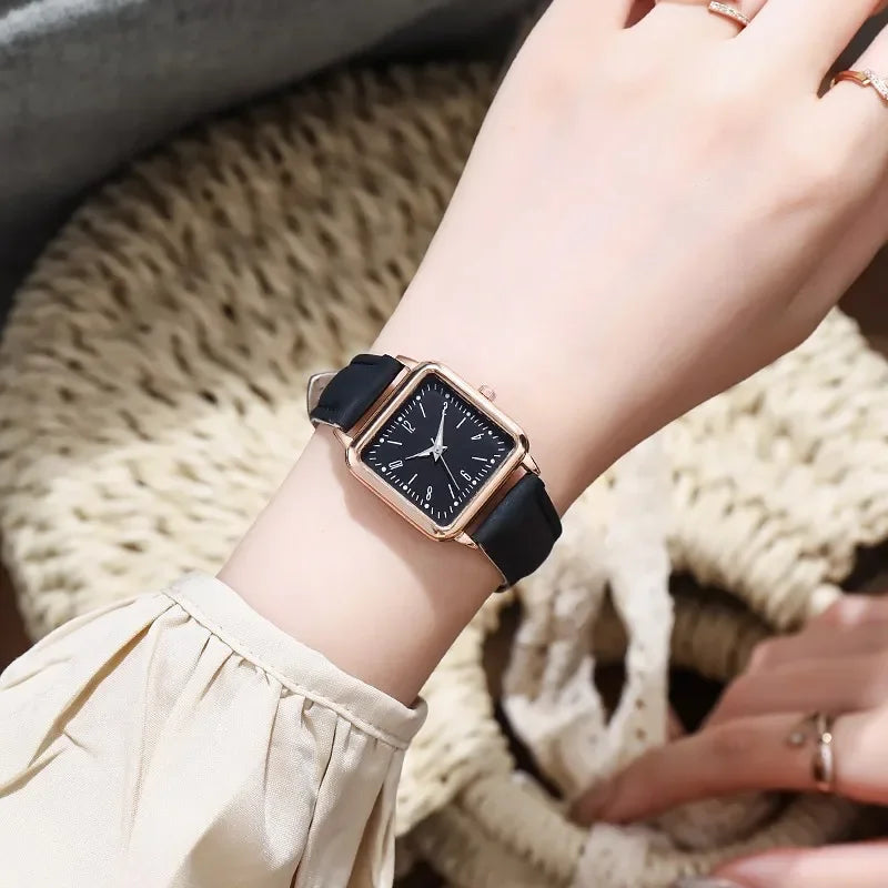 Fashion Simple Quartz watch for Women Reloj Mujer Women's Wristwatches Ladies Red Leather Bussiness Students Casual Watch Relojs Your Shop Mania