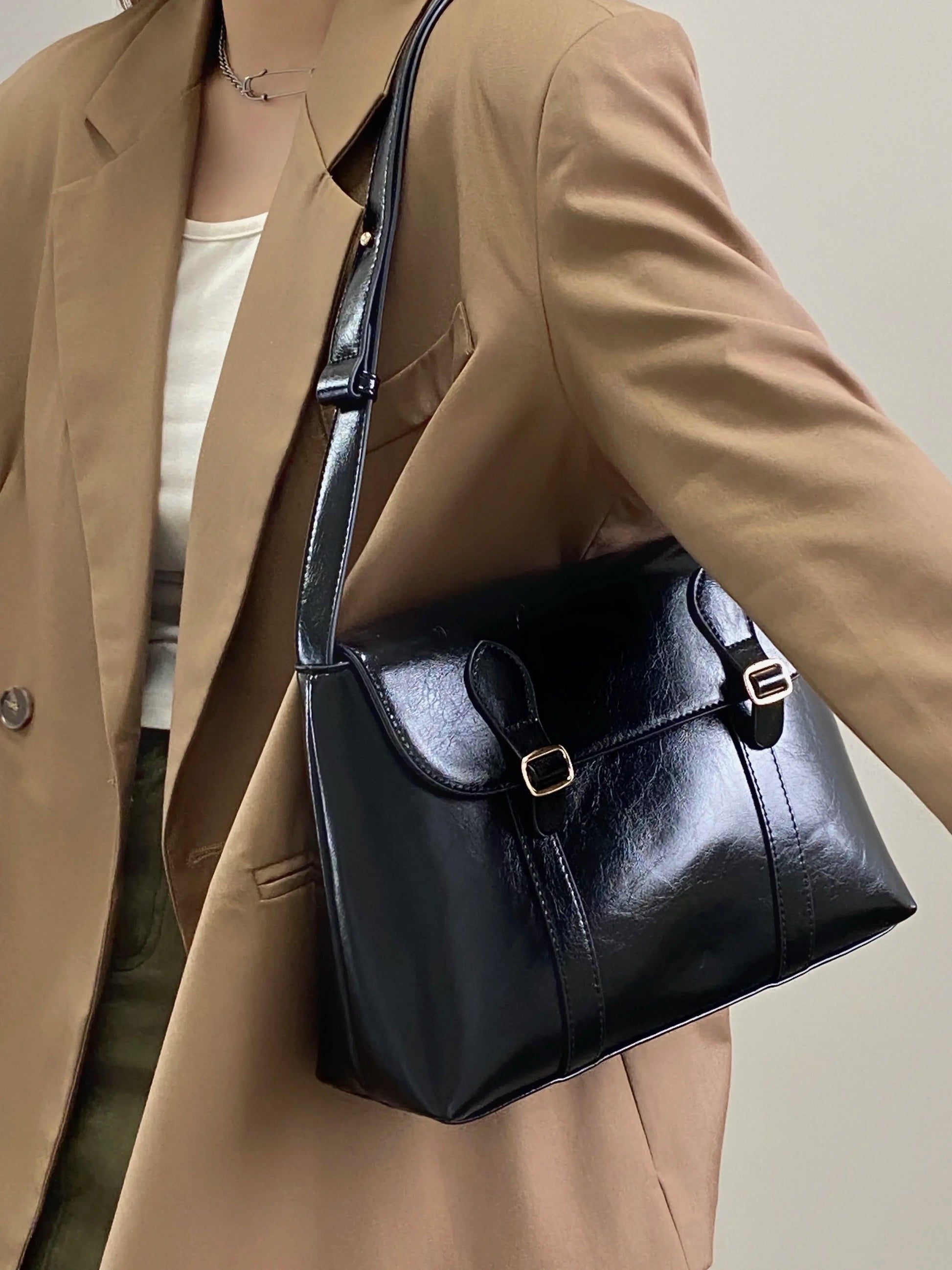 Vintage Women's Shoulder Bag Large Capacity Ladies Tote Purse Handbags Pu Leather Female Messenger Bags College Girls Book Bag Your Shop Mania