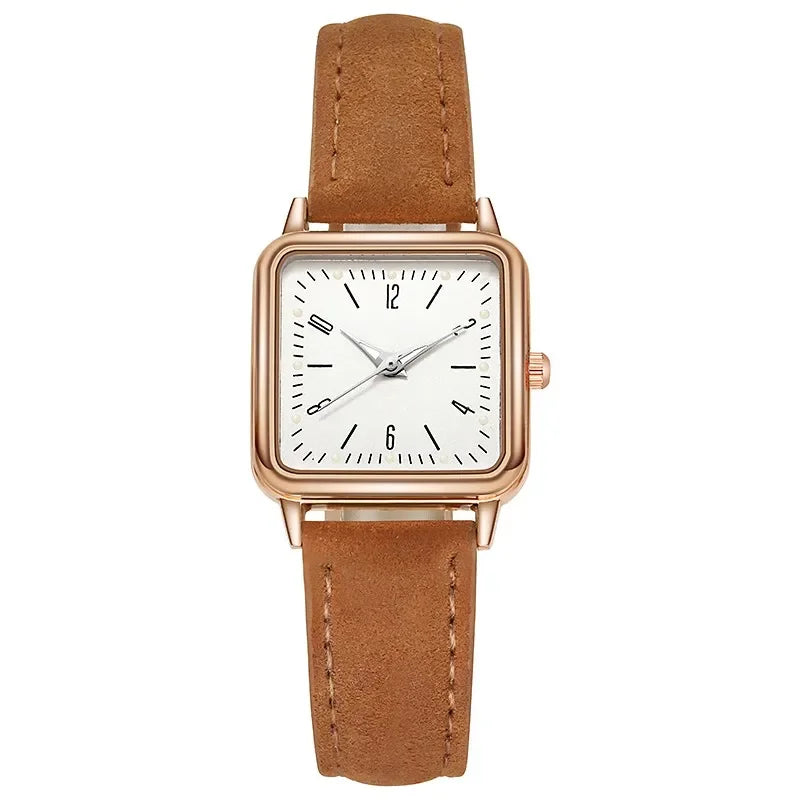 Fashion Simple Quartz watch for Women Reloj Mujer Women's Wristwatches Ladies Red Leather Bussiness Students Casual Watch Relojs Your Shop Mania