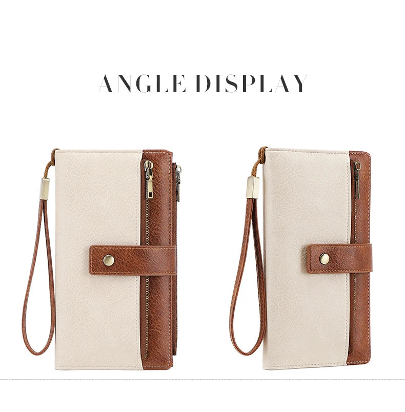 Vintage Style RFID Blocking Wallet Three-Fold Long Clutch Purse Multi-Card Slots for Daily Commute Business Casual Your Shop Mania