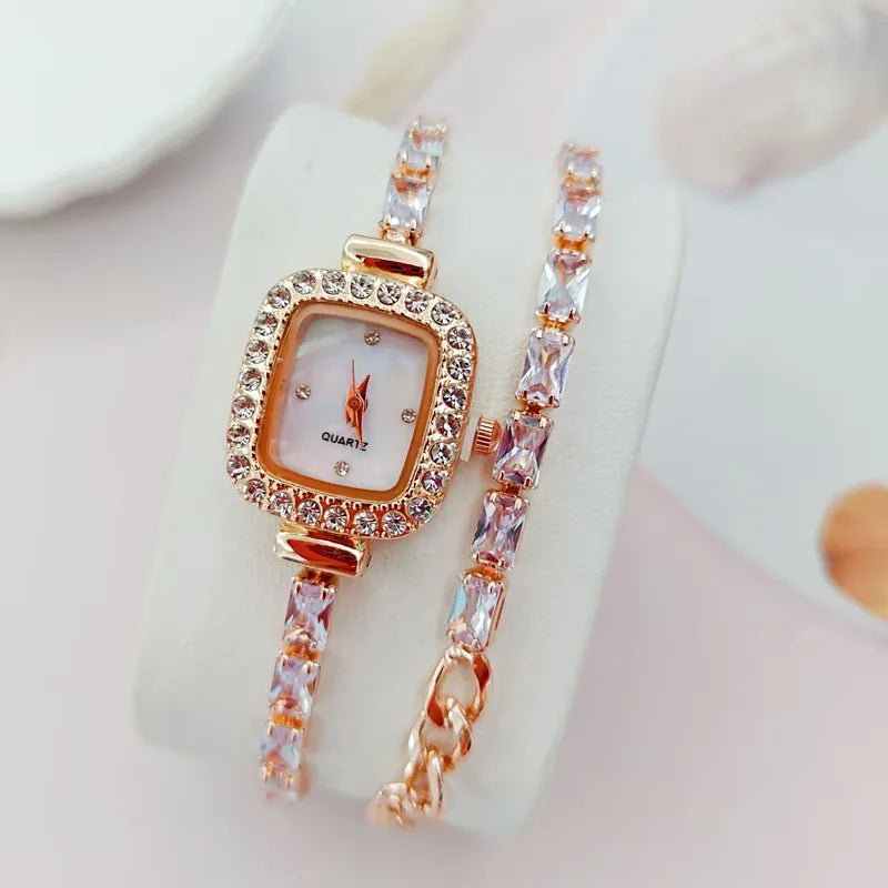 2025 New Fashionable Square Diamond Quartz Wristwatches Wrapping Bracelet Women Quartz Watch Student Bracelet Fashion Decoration Your Shop Mania