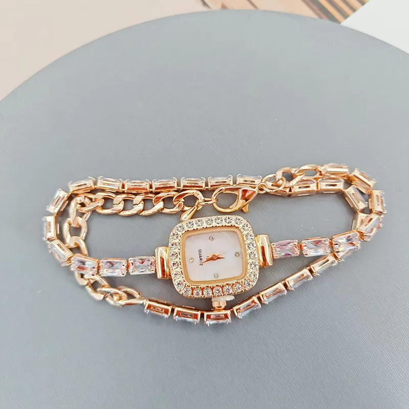 2025 New Fashionable Square Diamond Quartz Wristwatches Wrapping Bracelet Women Quartz Watch Student Bracelet Fashion Decoration Your Shop Mania