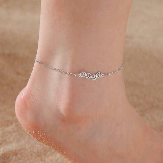 Cute Cat Paw Pendant Anklets Women Stainless Steel Moon Cat Animal Foot Chain Fashion Summer Beach Jewelry Couple Gift Your Shop Mania