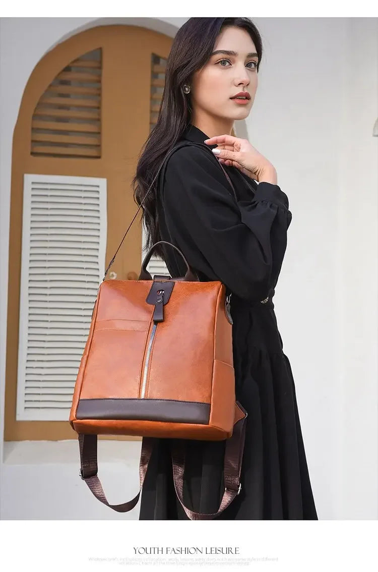 New Large Capacity High Quality PU Fashion Backpacks 2025 Simple Versatile Classic Style Zipper Commute Women's Shoulder Bags Your Shop Mania