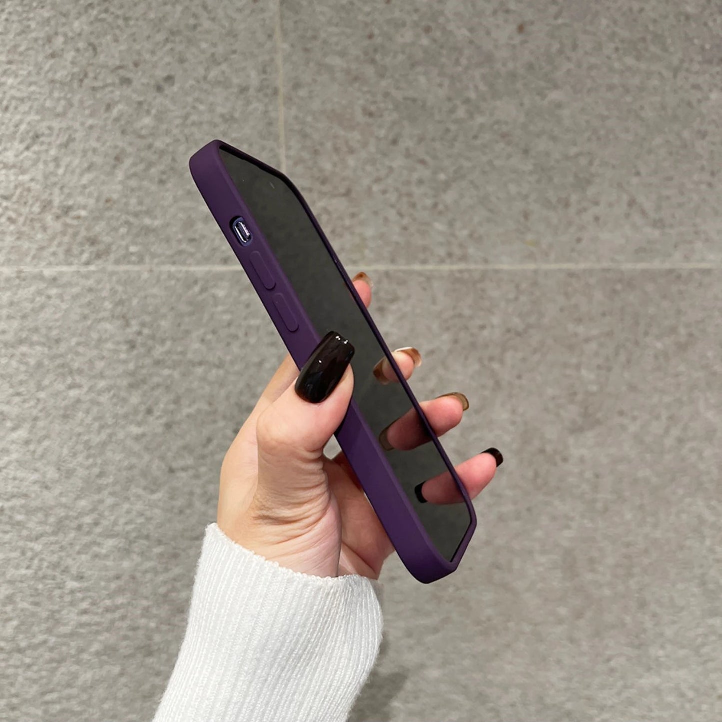 Luxury Soft Matte Purple Phone Case For iPhone 11 12 13 14 15 16 Pro Max XS XR 7 Plus Original Liquid Silicone Shockproof Cover