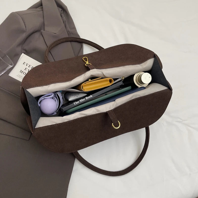 Business Briefcase Style Shoulder Bags For Women Soft Faux Suede Big Capacity Shopper Totes 2025 Latest Designer Handbags Luxury Your Shop Mania