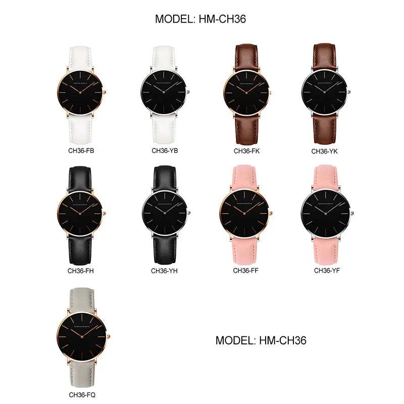 Hannah Martin Hot Fashion Simple Japan Quartz Movement Watch Leather Strap Clock Women Analog Waterproof Wrist watch Your Shop Mania