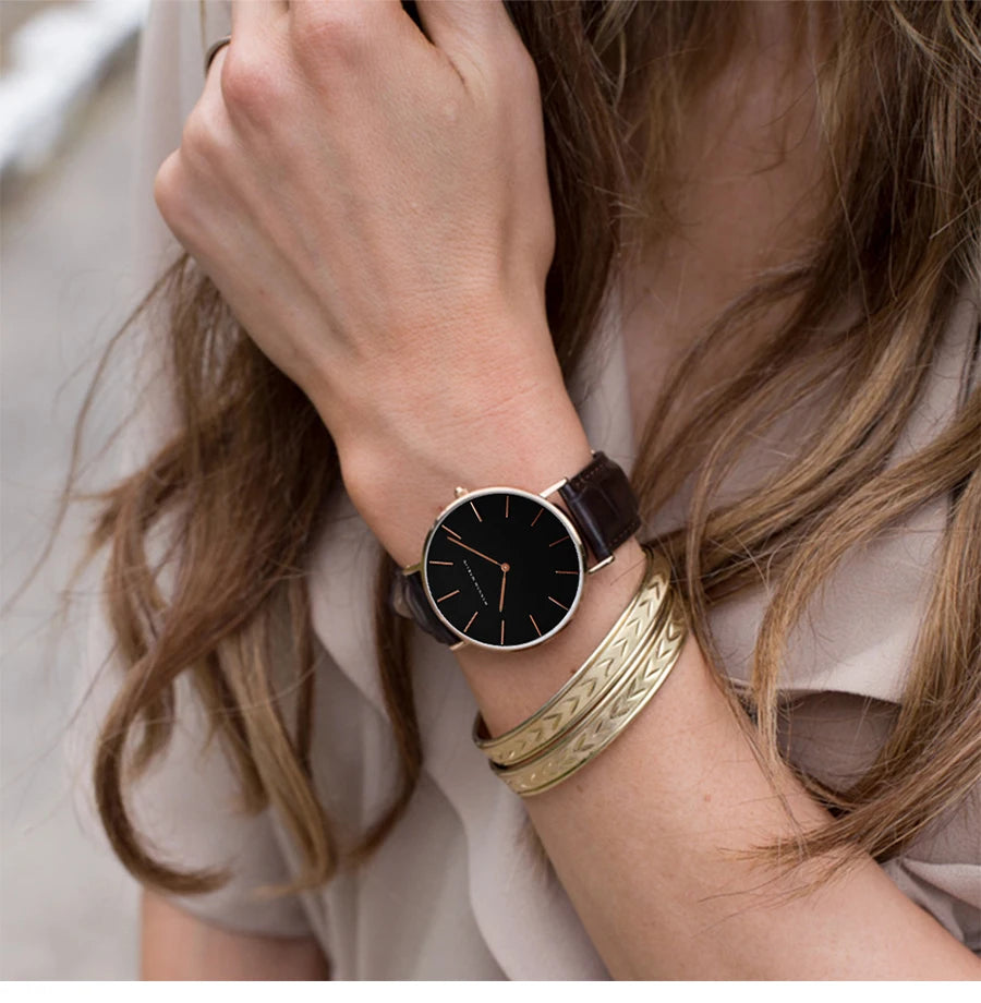 Hannah Martin Hot Fashion Simple Japan Quartz Movement Watch Leather Strap Clock Women Analog Waterproof Wrist watch Your Shop Mania