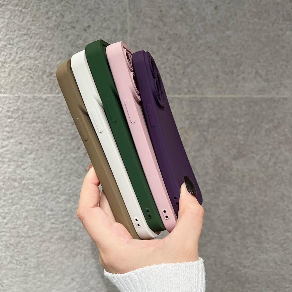 Luxury Soft Matte Purple Phone Case For iPhone 11 12 13 14 15 16 Pro Max XS XR 7 Plus Original Liquid Silicone Shockproof Cover