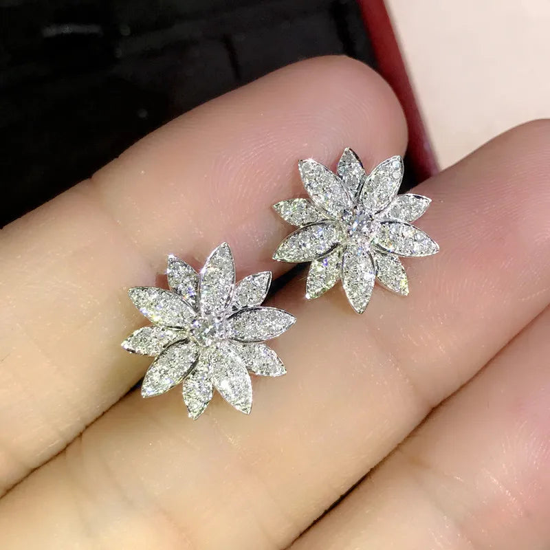 Crystal Flower Stud Earrings Your Shop Mania