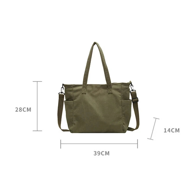 Fashionable Striped Velvet Handbag Simple Style Corduroy Shoulder Bag Solid Color Large Capacity Commuting Women's Tote Bag Your Shop Mania