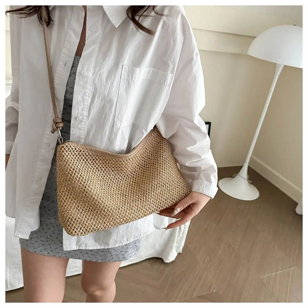 Rattan Straw Bag Fashion Woven Large Capacity Handbag Handmade Braid Shoulder Bag Summer Beach Your Shop Mania