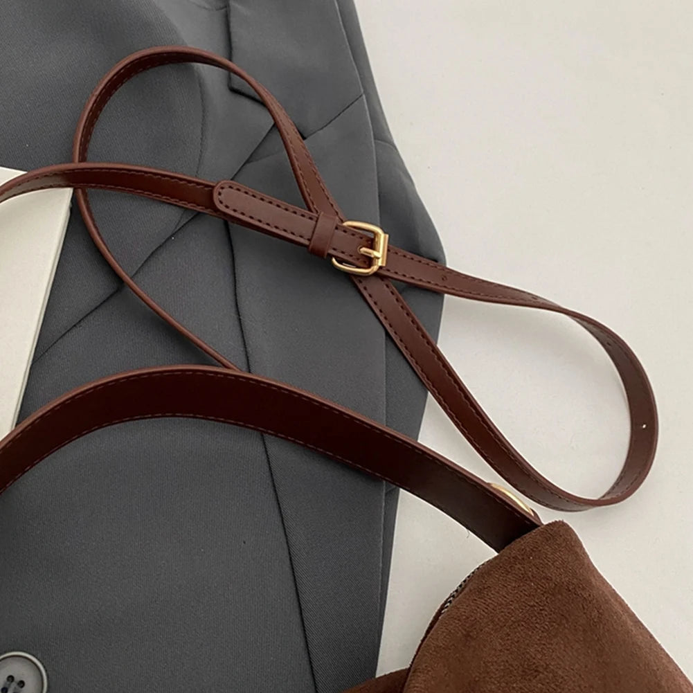 Fashion Autumn Winter Big Boston Tote Soft Matte Suede Cow Leather Women's Handbag Shoulder Crossbody Bag For Women Grey Brown Your Shop Mania