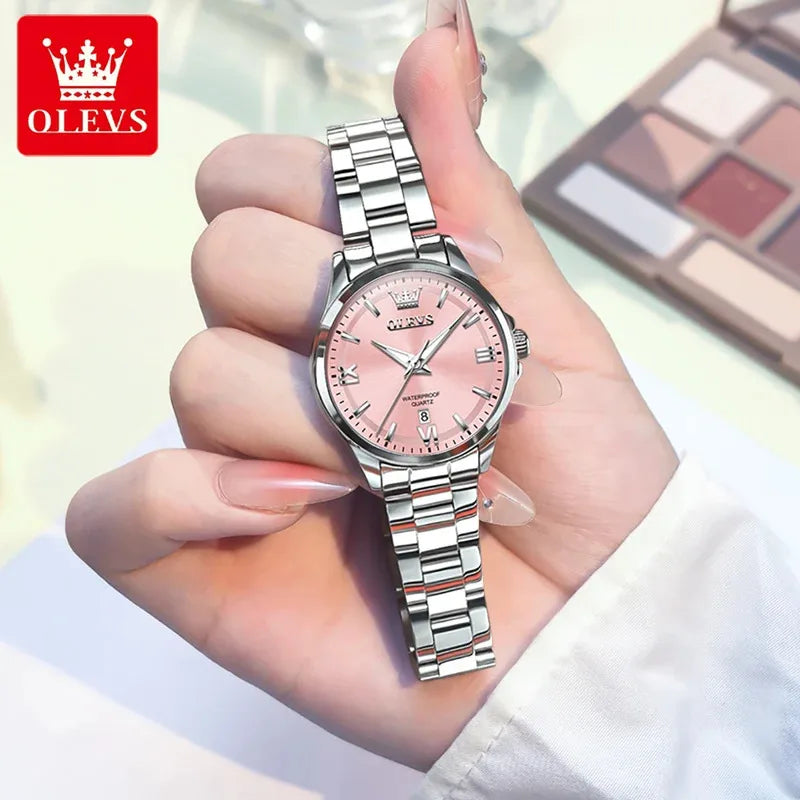 OLEVS 3668 Women Watch Luxury Original Waterproof Stainless Steel Quartz Watch Roman Automatic Date Women Watch Reloj Para Mujer Your Shop Mania