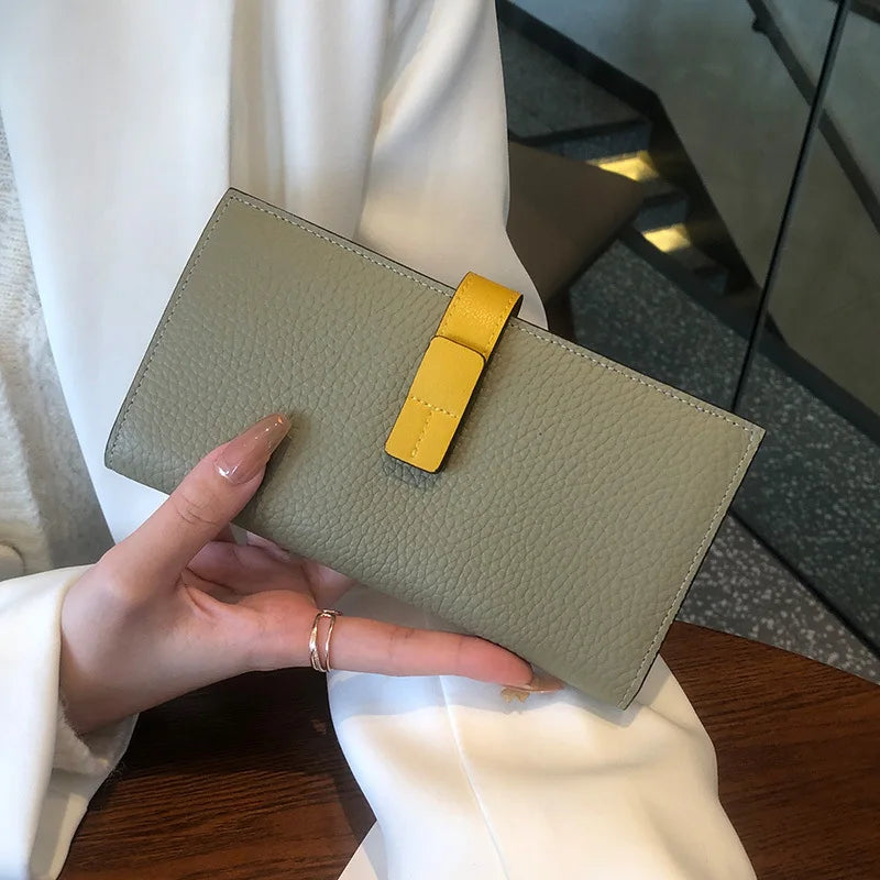 New Arrive 2025 Women's Genuine Leather Wallets Fashion Long Wallets Multifunction Purses Luxury Clutch Bags Card Holder B350 Your Shop Mania