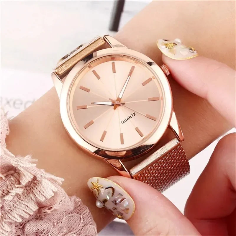 Fashion Sliver Women's Watches Luxury Metal Analog Quartz Wristwatch Mesh Belt Simple Elegant Ladies Watch Clock Reloj De Mujer Your Shop Mania