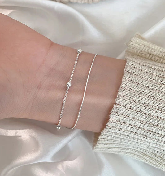 Double layered bracelet for women simple small round bead bracelet student snake bone chain Fashion bracelet jewelry Your Shop Mania
