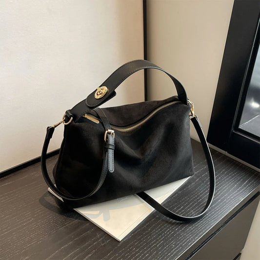 Brand 2024 New Trendy Vintage Women's Bag Handheld Crossbody Bag Soft Suede Shoulder Top-Handle Bag for Ladies Work Travel Your Shop Mania