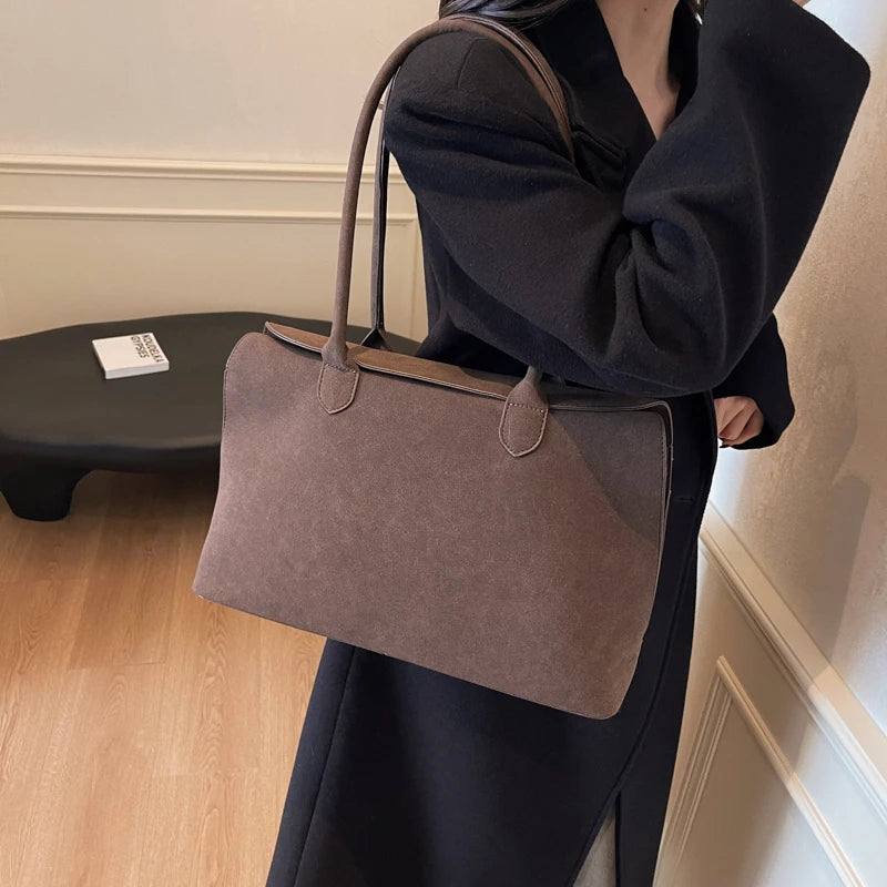 Business Briefcase Style Shoulder Bags For Women Soft Faux Suede Big Capacity Shopper Totes 2025 Latest Designer Handbags Luxury Your Shop Mania