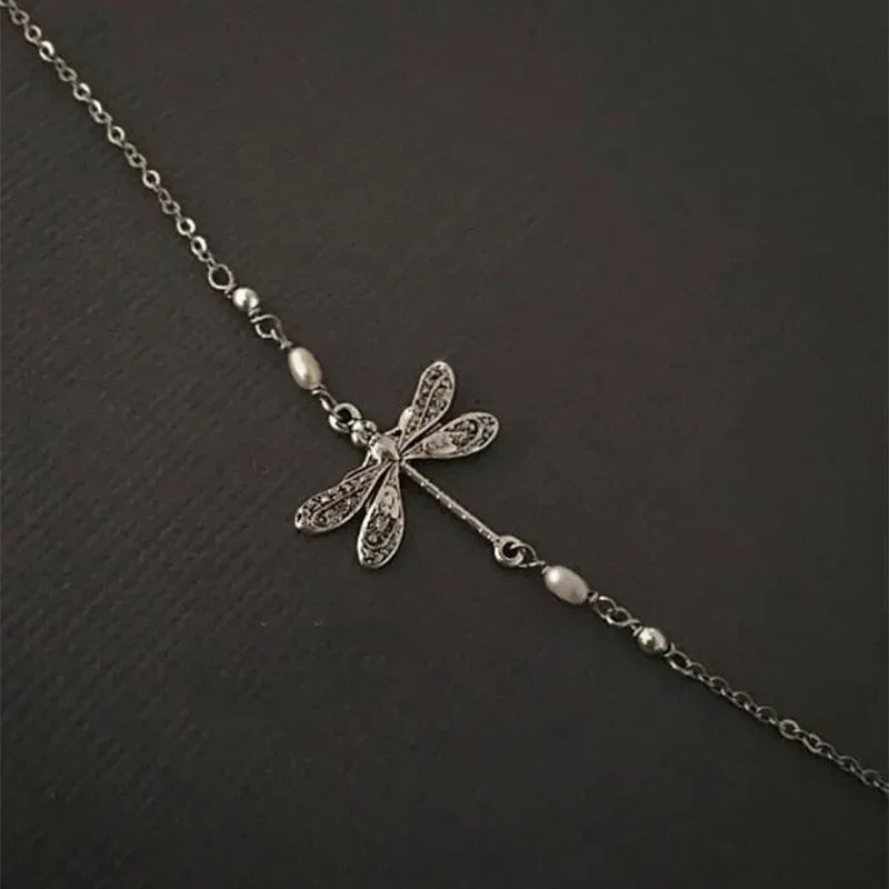 Little Dragonfly Charm Anklet with Silvertone Chain Dragonfly Jewelry Encouragement Gift for Women Teen Girls Dragonfly Anklet Your Shop Mania