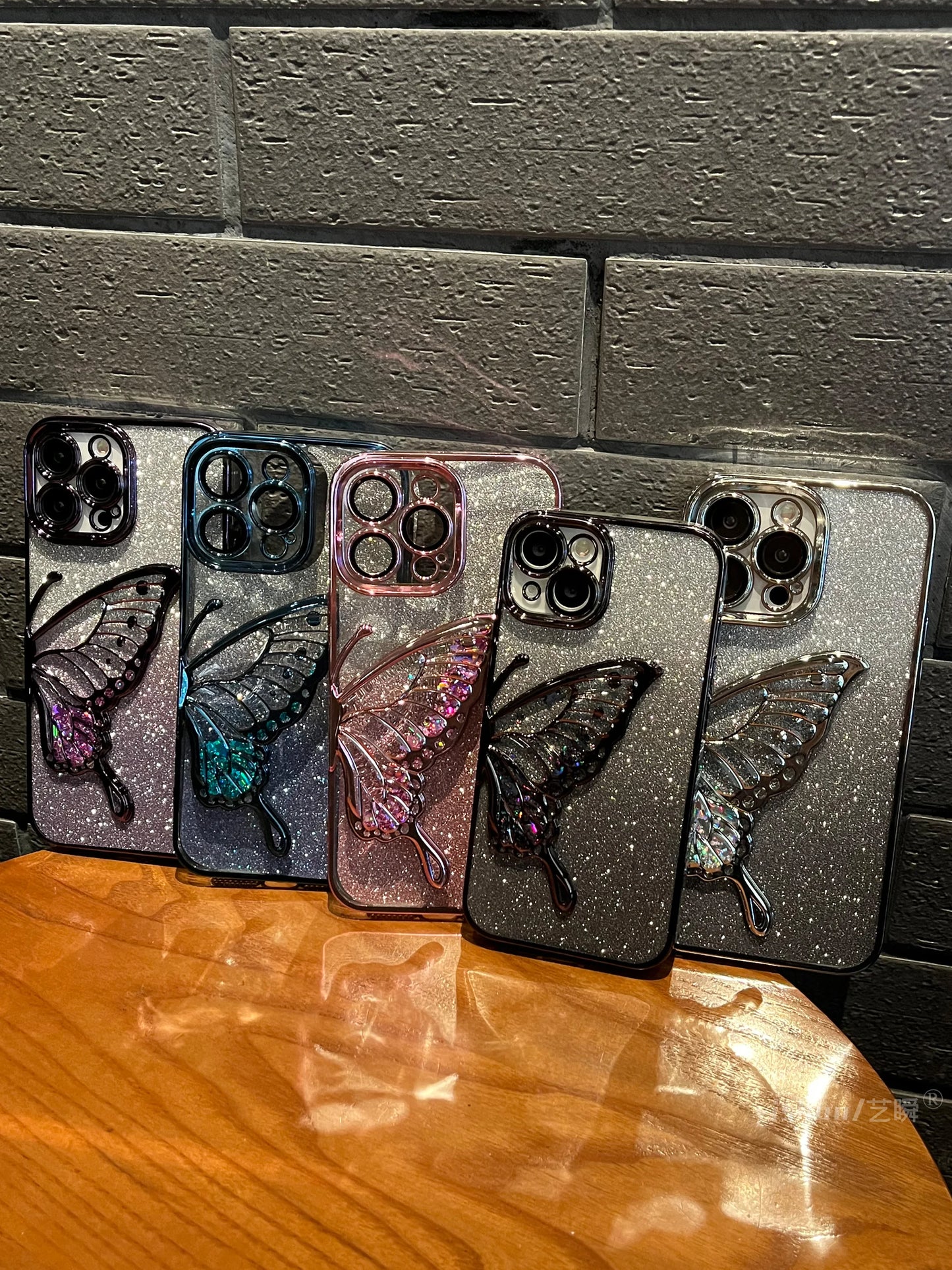 Luxury Electroplated Butterfly Glitter Phone Case For iPhone 11 12 13 14 15 16 Pro Max Fashion Shockproof Bumper Cases Cover