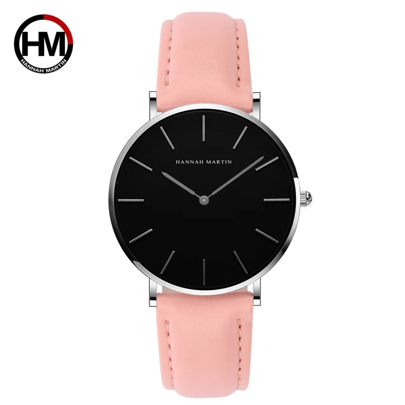 Hannah Martin Hot Fashion Simple Japan Quartz Movement Watch Leather Strap Clock Women Analog Waterproof Wrist watch Your Shop Mania