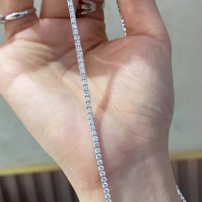 Hot Sterling 925 Silver Full AAA Zircon Bracelet Fine Jewelry 16cm-19cm 2-3mm Shiny CZ Accessories For Women Anniversary Gift Your Shop Mania