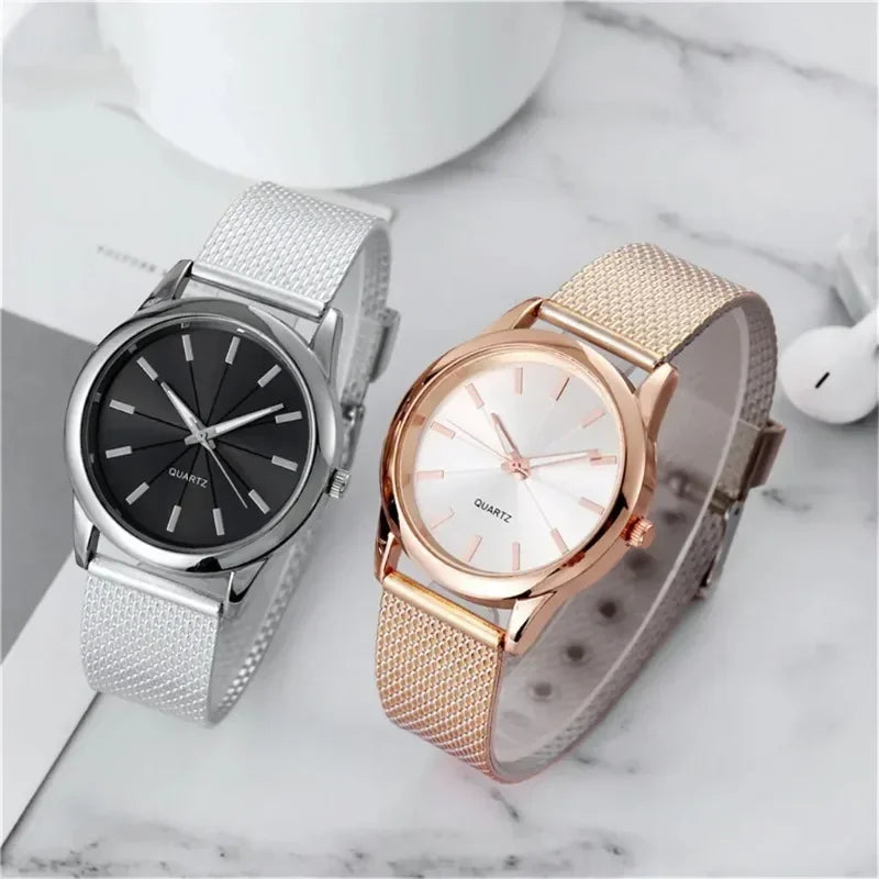 Fashion Sliver Women's Watches Luxury Metal Analog Quartz Wristwatch Mesh Belt Simple Elegant Ladies Watch Clock Reloj De Mujer Your Shop Mania