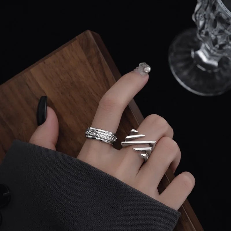 Sterling Rings for Women Fashion Geometric Handmade Irregular Strip Ring Party Christmas Gift Your Shop Mania
