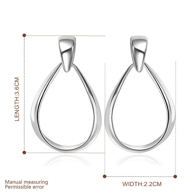 925 Sterling Silver Classic Big Circle Hoop Charm Earrings Women Party Gift Fashion Wedding Engagement Jewelry Your Shop Mania