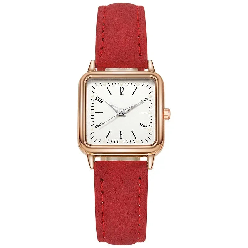 Fashion Simple Quartz watch for Women Reloj Mujer Women's Wristwatches Ladies Red Leather Bussiness Students Casual Watch Relojs Your Shop Mania