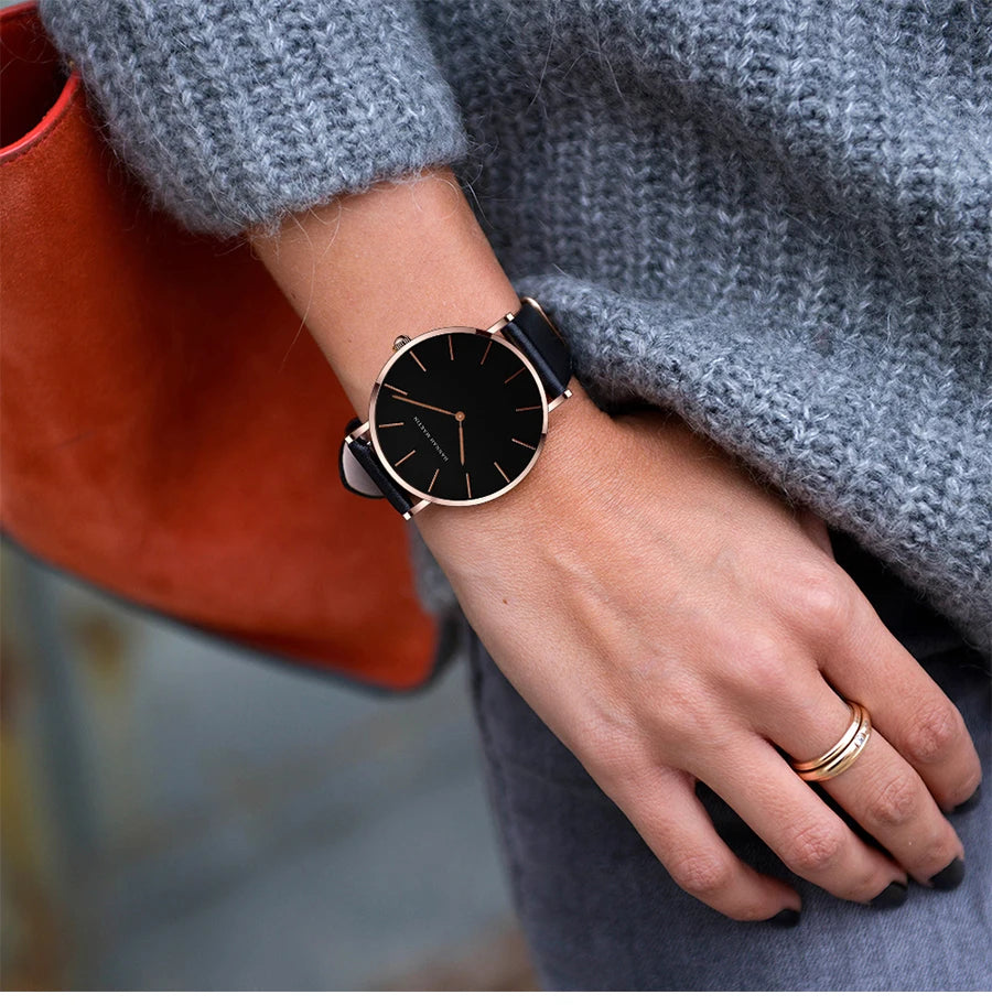 Hannah Martin Hot Fashion Simple Japan Quartz Movement Watch Leather Strap Clock Women Analog Waterproof Wrist watch Your Shop Mania