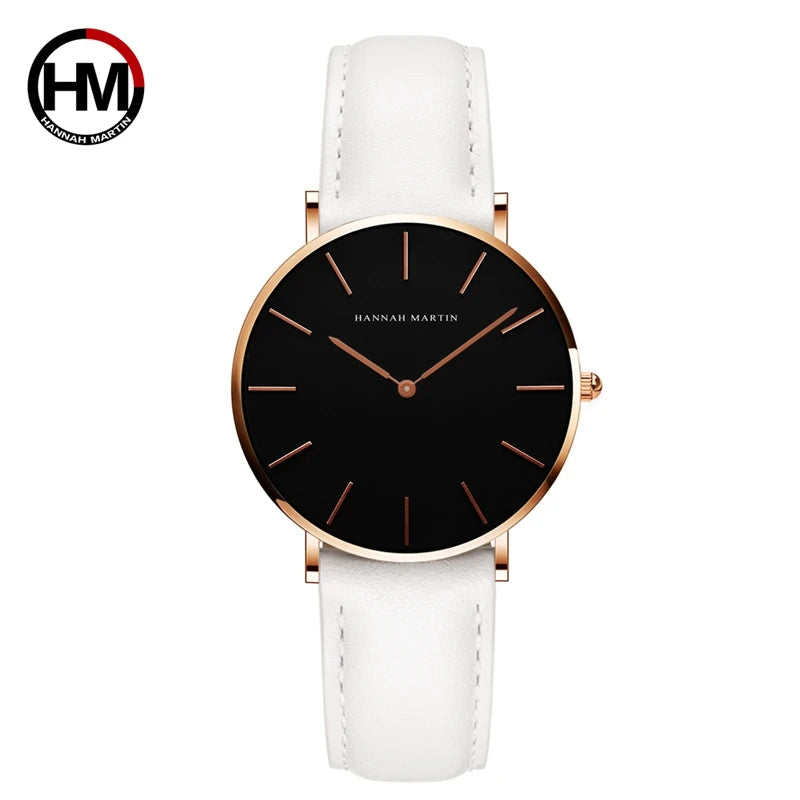 Hannah Martin Hot Fashion Simple Japan Quartz Movement Watch Leather Strap Clock Women Analog Waterproof Wrist watch Your Shop Mania