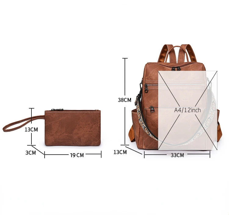 Lightweight Girls Retro Backpack Fashion Multipurpose Women's Backpack Large Capacity Leisure Travel Dual-purpose Shoulder Bag Your Shop Mania