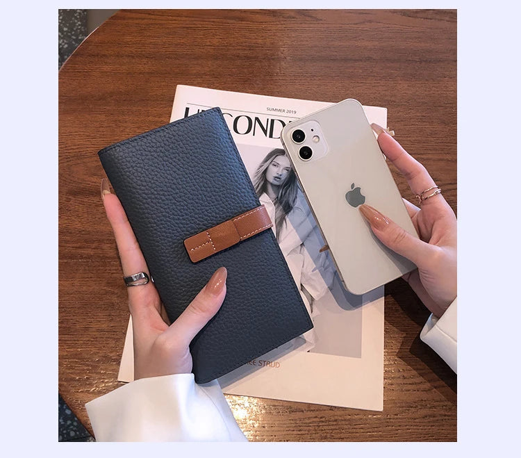 New Arrive 2025 Women's Genuine Leather Wallets Fashion Long Wallets Multifunction Purses Luxury Clutch Bags Card Holder B350 Your Shop Mania
