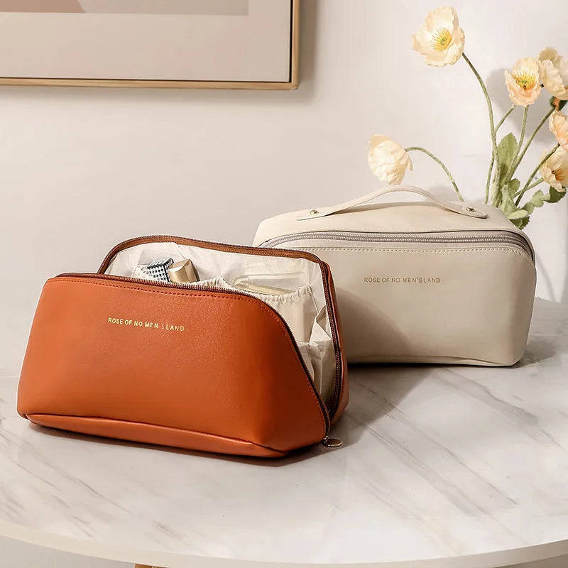 PU Fashion and Convenient Makeup Bag, Travel Storage Bag, Large Capacity Toilet Bag, Hand Boosting Beauty Pillow Makeup Bag Your Shop Mania