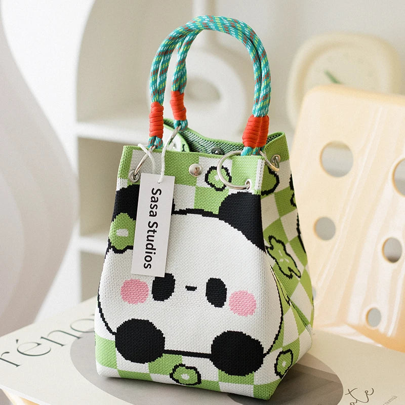 Korean Sle Knitted Tote Bag Large Capaci Portable Handbag Commuter Buet Bag Cute Floral Pattern Women's Handbag Your Shop Mania