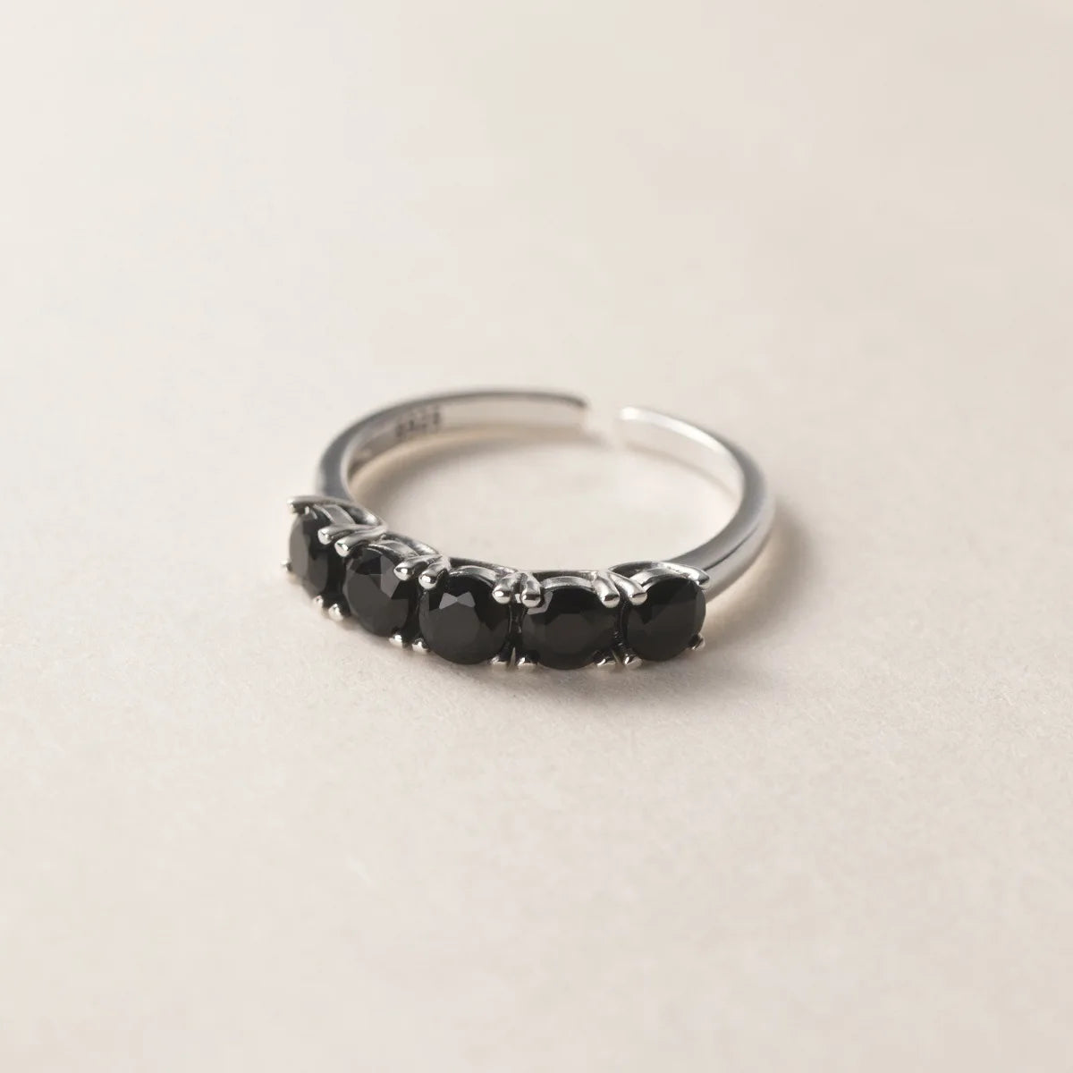 Simple Punk Black Stone Ring