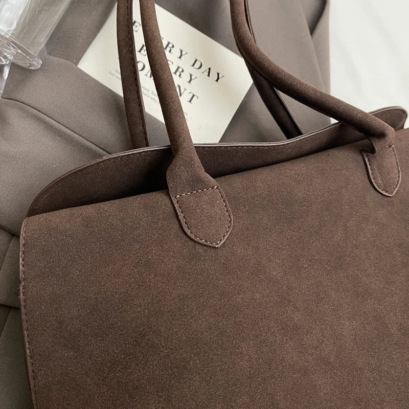 Business Briefcase Style Shoulder Bags For Women Soft Faux Suede Big Capacity Shopper Totes 2025 Latest Designer Handbags Luxury Your Shop Mania