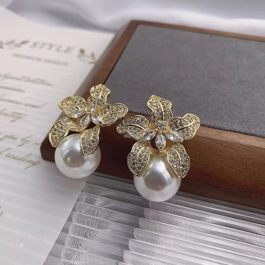 Trendy Gorgeous Flower Imitation Pearl Earrings Women Luxury. Your Shop Mania