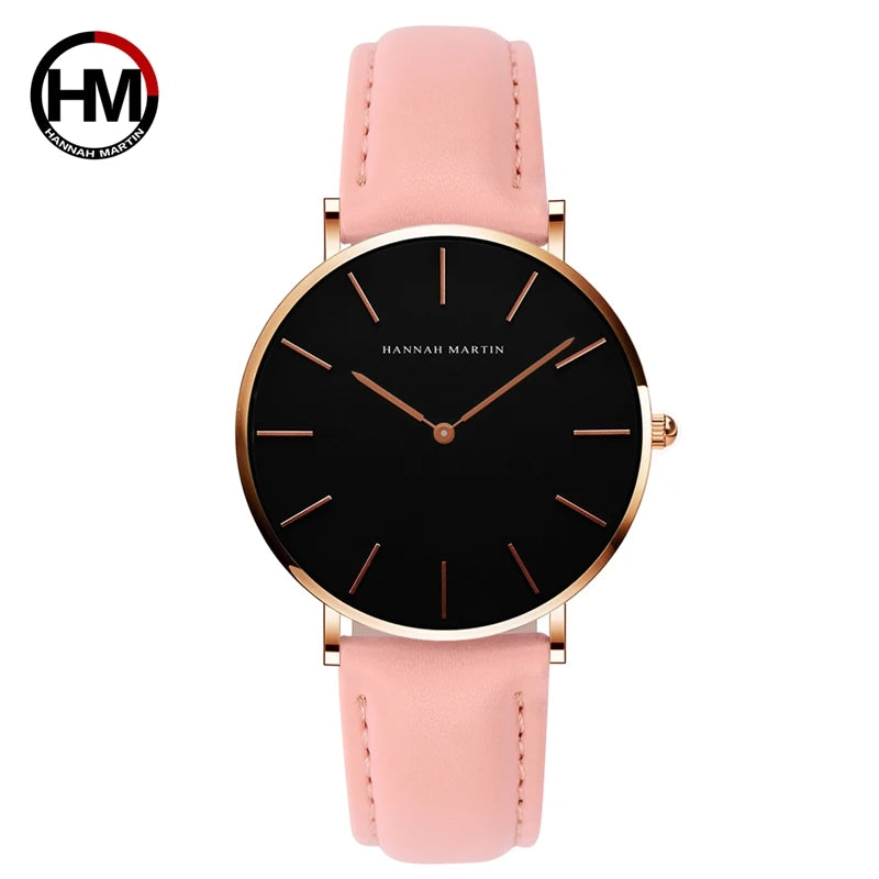 Hannah Martin Hot Fashion Simple Japan Quartz Movement Watch Leather Strap Clock Women Analog Waterproof Wrist watch Your Shop Mania