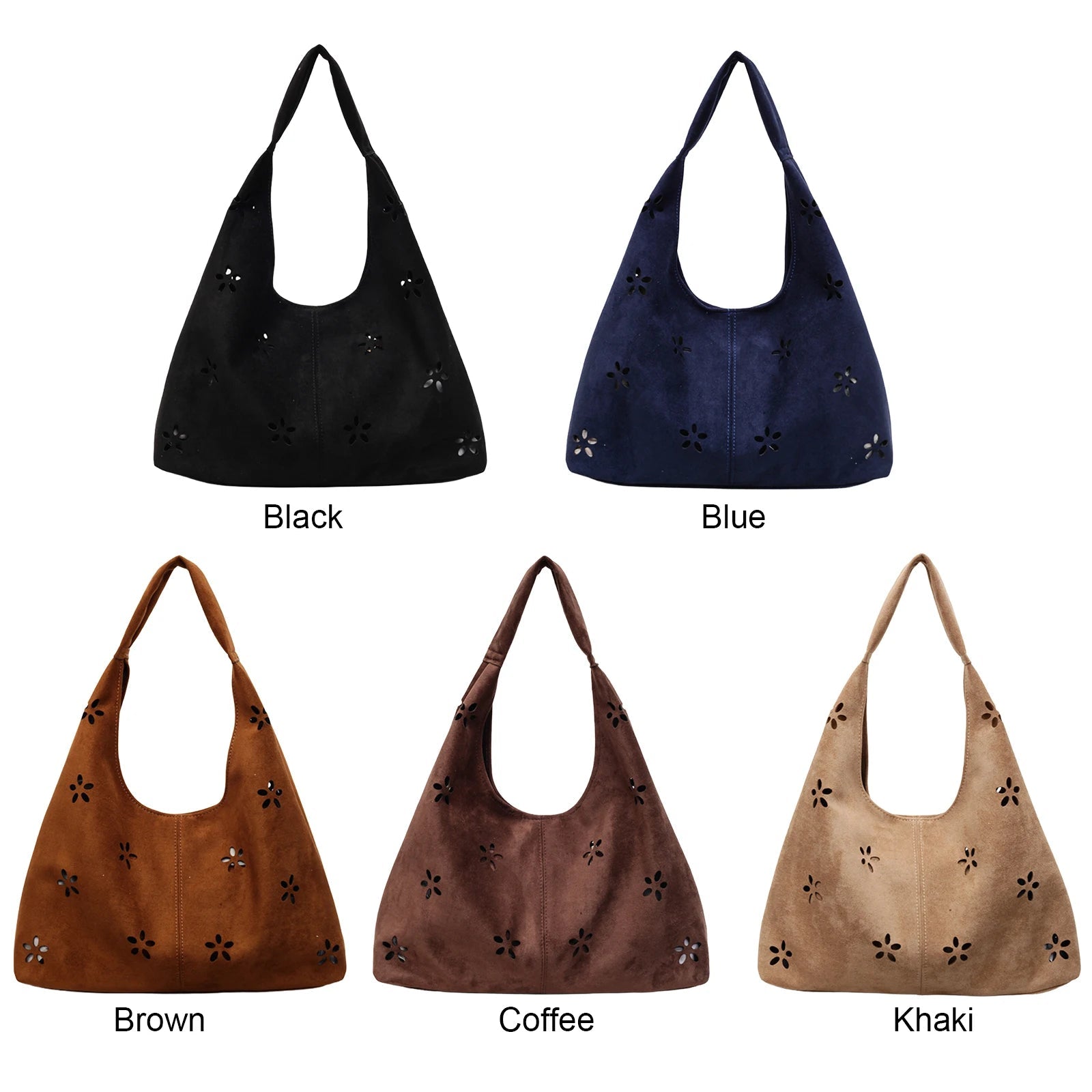 Faux Suede Tote Bag for Women Large Capacity Slouchy Shoulder Bags Faux Suede Casual Tote Bags for Travel School College Work Your Shop Mania