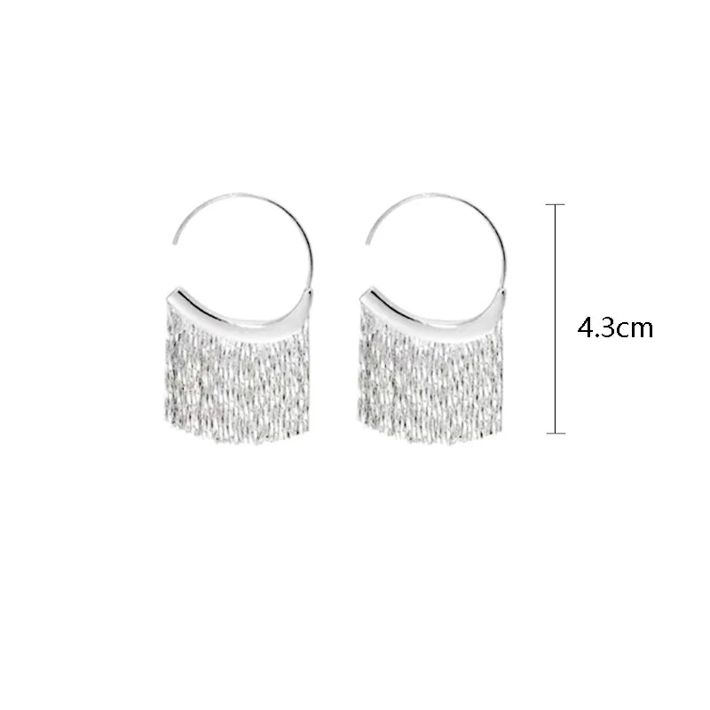 New Version 925 Silver Dense Snake Bone Tassel Earrings Women's Simple Golden Silver Color Earrings Party Jewelry Beautiful Gift Your Shop Mania