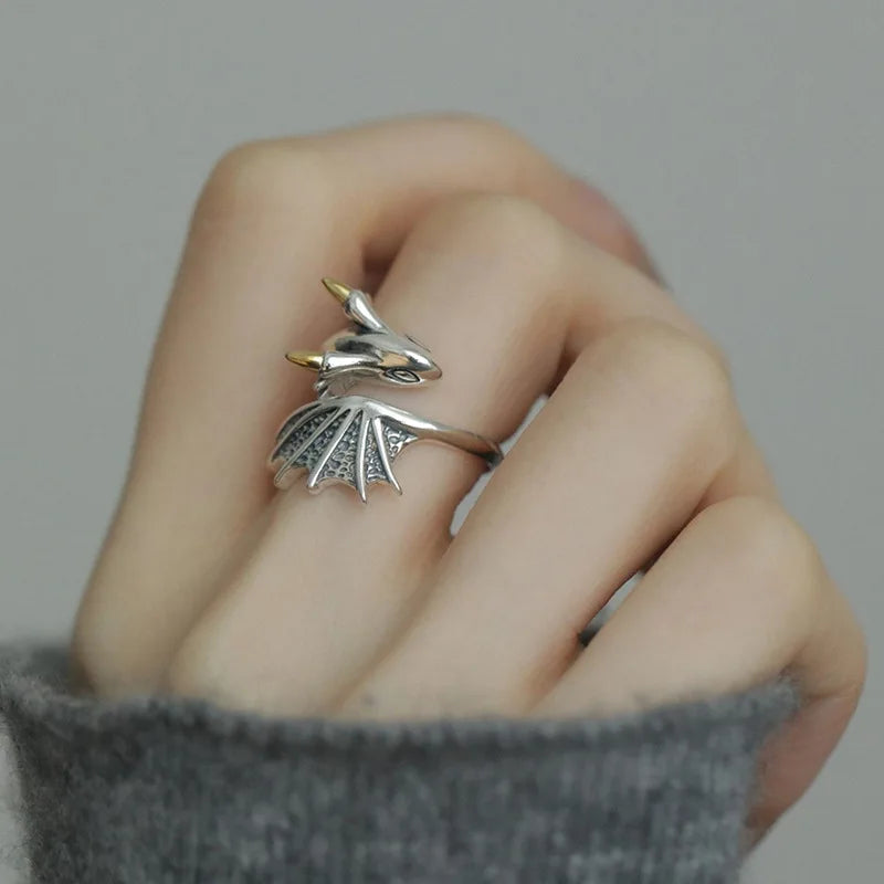 925 Silve Wing Dragon Punk Ring for Women Girl Party Gift  Retro Hiphop Fashion Jewelry Dropshipping Your Shop Mania