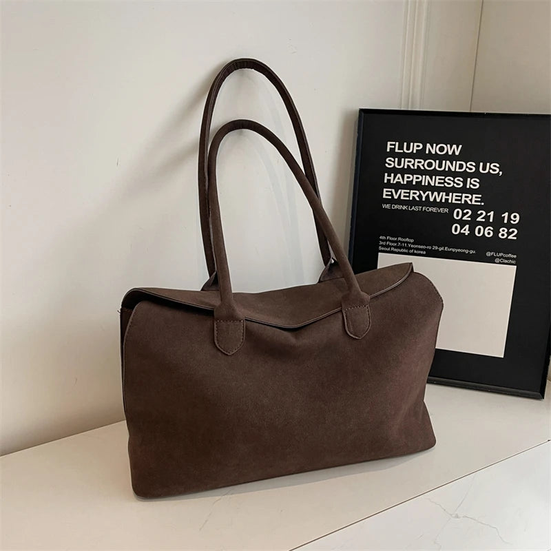 Business Briefcase Style Shoulder Bags For Women Soft Faux Suede Big Capacity Shopper Totes 2025 Latest Designer Handbags Luxury Your Shop Mania