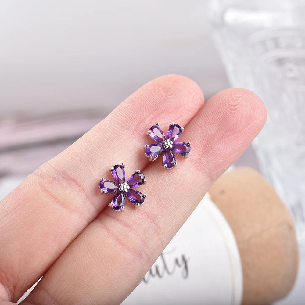Purple Amethyst Flower Earrings Your Shop Mania