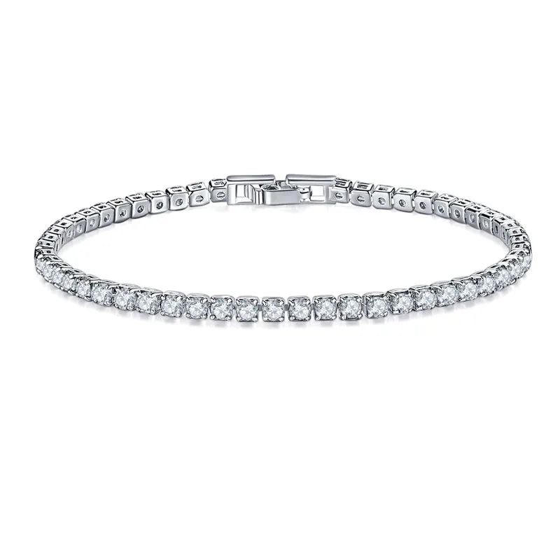 Hot Sterling 925 Silver Full AAA Zircon Bracelet Fine Jewelry 16cm-19cm 2-3mm Shiny CZ Accessories For Women Anniversary Gift Your Shop Mania